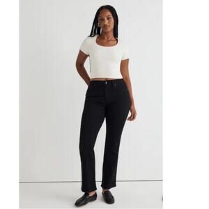 NWOT Madewell Mid-Rise Kick Out Crop Jeans in Black Rinse Wash NM320‎ Size 28